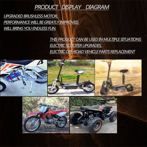 Beefed-Up 48V 2000W Brushless DC Motor for electric scooters, dirt bikes, go-karts displayed in various vehicles