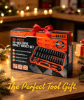 32 Piece 1/2 Inch Drive Impact Socket Set With Metric 10mm-24mm And SAE 3/8 Inch-1 Inch Deep Sockets Extension Bar Swivel Socket Adapter CR-V Steel Built For Auto Repair And Heavy Duty Mechanic Work, boxed with red ribbon
