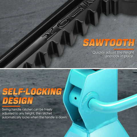 Details of Low Profile Hydraulic Floor Jack And Jack Stands Combo 2 Ton Capacity 4000 Lbs with sawtooth and self-locking design features