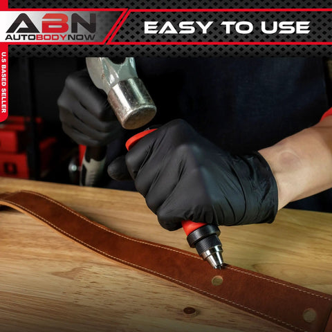 Using Pro Grade Hollow Punch Kit For Leather And Gasket Making, 13-In-1 Hole Punch Set on a leather belt