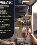 Shop Grade Pneumatic Undercoating Spray Gun With Dead On Air Regulator And Bulk 25 Oz Suction Cup in use for automotive rust proofing.