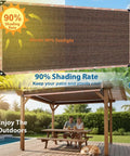 Six By Eight Feet Shade Cloth With Grommets, 90 Percent UV Blocking Mesh Tarp For Pergola Shade Cover Canopy, Mocha Color, Installed
