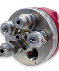 Close-up of Five Position Rotary Pressure Washer J-Rod Nozzle Tip Holder With Quick Twist Tip Switching, aluminum, 8000 PSI