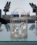 Slick Heavy Duty Stainless Steel Ultrasonic Cleaner Basket With Fine Mesh And Swinging Handle For Jewelry Lab Equipment And Precision Washing Rack holding glass items
