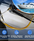 Upgraded 2026 Hydraulic Steering Bleed Kit For Boats, 21.6 Inch System with clear tube and brass fittings, in use