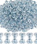 Four Prong Tee Nuts 400 Pack Three Eigh In One Six Thread Galvanized Steel Barrel Nuts Heavy Duty Hardware For Woodworking And Cabinet Builds Top Shelf Corrosion Resistant Fasteners That Make Diy Projects A Breeze, showing assorted galvanized steel barrel nuts.