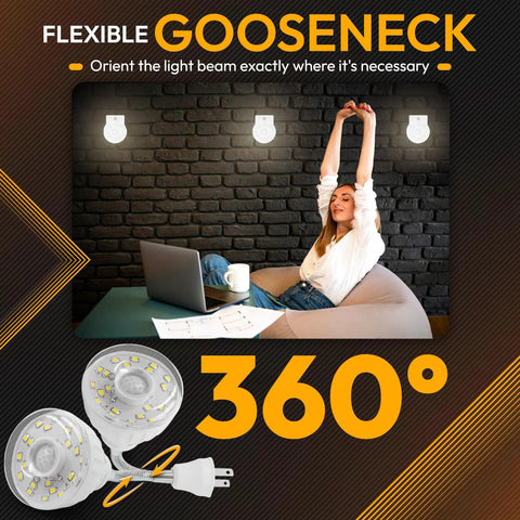LED Motion Activated Night Light With Rotating Head And Flexible Sensor No Fuss Plug In AC Outlet Wall Lamp in use