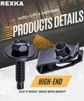 15 Sets M6 One Point Zero Extruded U Nuts and Hex Head SEMS Bolts Kit For GM Ford Chevy Chrysler Jeep Dodge, black phosphate finish