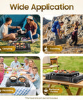 Two Burner Portable Propane Camping Stove With Double Auto Ignition Durable Dual LPG Butane Burner for versatile outdoor cooking.