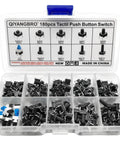 180 Piece Tactile Push Button Switch Kit With 10 Values Ranging From 6x6mm To 7x7mm, 4 Pin Micro Momentary Tact Switches in box