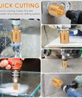 Hefty 12 Piece Diamond Hole Saw Kit With Full Drill Bit Set Designed For Smoothly Drilling Ceramic Tile Glass And Brick Tough Core Bits in action