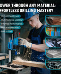 Operator using Mini Benchtop Drill Press With 6 Speeds And 2800 RPM For Metal Wood And DIY Projects for precise drilling.