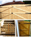 Outdoor wood gates with 2 Inch T Strap Hinges Six Pack Heavy Duty Black Carbon Steel With Screws For Barn Doors Fences Cabinets Gates And Shutters