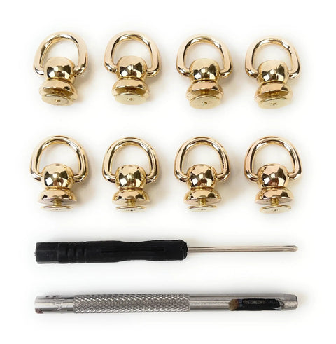 8 Pcs Ball Studs Rivets Set Light Gold 360 Rotatable D Rings For Leather Craft Crossbody Purses And Bags Zinc Alloy Heavy Duty Hardware Kit For DIY Bag Making