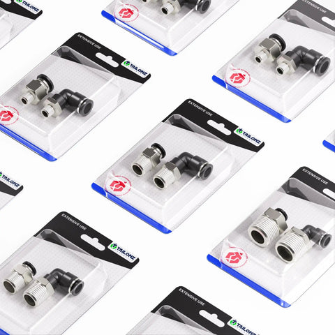 Elbow And Straight Push To Connect Fittings Set Five Thirty Second Inch Tube Outer Diameter To One Eighth Inch NPT Thread Quick Connect