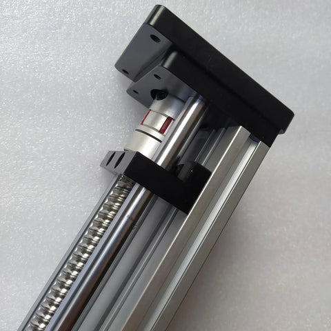 SFU1610 Linear Motion Ball Screw Sliding Table 450mm 500mm X Y Z Axis Guide Rail System For Precision Movement In CNC, Robotics, Automation And DIY Projects, Smooth Glide, Heavy Duty Up To 40kg Horizontal, close-up of ball screw and linear rail