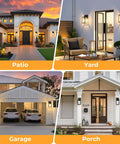 Two Pack Dusk To Dawn Outdoor Wall Lanterns With Automatic Sensor For Front Porch And Garage waterproof black exterior lights.