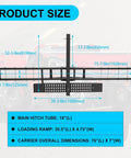 Dimensions of Beefy 600 Lbs Steel Motorcycle Carrier Hauler With Anti Tilt Lock Hitch Mount Rack And Ramp For Dirt Bikes