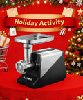 Heavy Duty Electric Meat Grinder 2800W Sausage Stuffer with silver metal and compact design for home kitchen use.