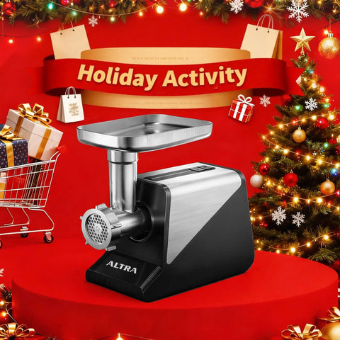 Heavy Duty Electric Meat Grinder 2800W Sausage Stuffer with silver metal and compact design for home kitchen use.