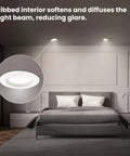 5/6 In Led Recessed Downlight Retrofit Kit Adjustable Color Temp From 2700K To 5000K Five Switch Settings 75W Equivalent ribbed interior reduces glare.