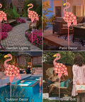 Flamingo Solar Garden Lights 27 LED Warm White Outdoor Stake Light Waterproof for lawn, patio, courtyard, gift for mom, grandma.