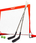 Street Hockey Set With Pop Up Goal Two Wooden Hockey Sticks With Plastic Heads And Two Street Hockey Balls For Backyard Or Indoor Play