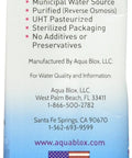 Side view of Emergency Drinking Water 200ml Cartons, 32 Pack, details of purification and packaging, for disaster prep kits.