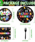 96 Piece Science Party Tableware Set With 24 9 Inch Plates 24 7 Inch Plates 24 Napkins And 24 Forks Durable 350 GSM Disposable Dinnerware