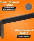 Heavy Duty 12 Inch Countertop Support Brackets For Granite And More, wall mounted black steel bracket with power coated finish