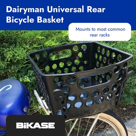 Rack Ready Universal E Bike Basket Easy On Off Fits Any Rack Including Electric Bikes With Rear Batteries No Fuss Heavy Duty Molded PP 14 By 12 By 7 Inches 850 Cubic Inches 25 Pound Capacity Lightweight 2 Pound Basket