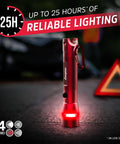 R-300 LED Emergency Flashlight with Beast Mode High Low Strobe Red Strobe, IPX4 Water Resistant, displayed on road