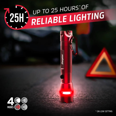 R-300 LED Emergency Flashlight with Beast Mode High Low Strobe Red Strobe, IPX4 Water Resistant, displayed on road