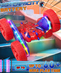 Spider Themed RC Car For Kids 4-8, 2.4GHz Remote Control With 26 LED Lights and changeable wheels performing a flip