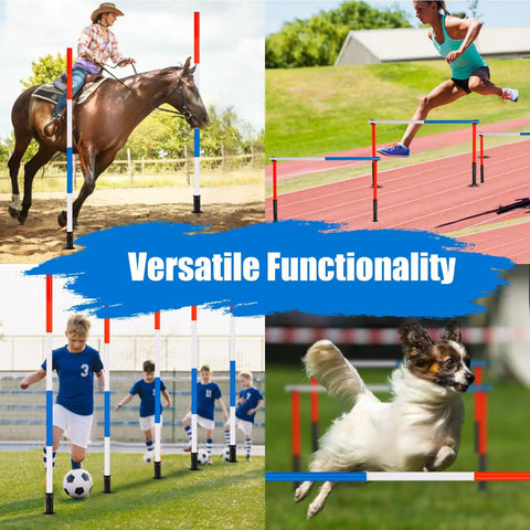 Six Piece Adjustable Pole Bending Set For Horses And Dogs With Carry Bag 6Ft Training Poles in diverse athletic use