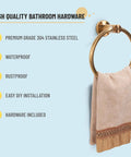 Gold Brushed 7 Piece Bathroom Accessory Kit Wall Mounted featuring towel ring with beige towel for a modern bath upgrade