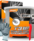 Beefy Workhorse 650ft 1 Eighth Inch T316 Stainless Steel Deck Cable Railing Kit With Cutter And Gloves 7x7 Wire Rope