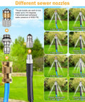 Various jet nozzles from 10 Piece Sewer Jetter Kit Built For 5000 PSI Cleaning High Flow Nozzle Heads With Quick Connect Pro Grade