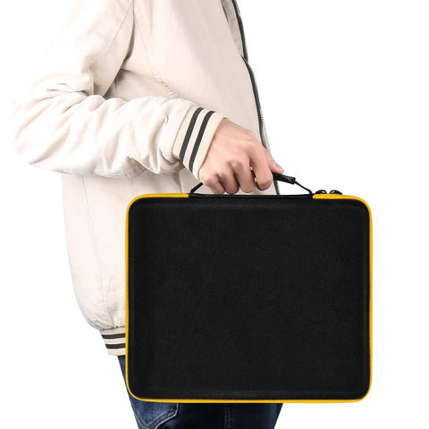 Person holding a Heavy Duty Carry Case For DEWALT 20V Max XR Jig Saw DCS334B DCS335B Case Only, Rugged Tool Organizer for transport.