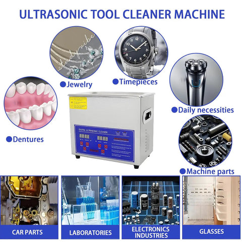 Kick It Clean With This Badass 4.5L Professional Ultrasonic Cleaner Featuring A Digital Timer And Heater At 40Khz shown as a tool cleaner machine.