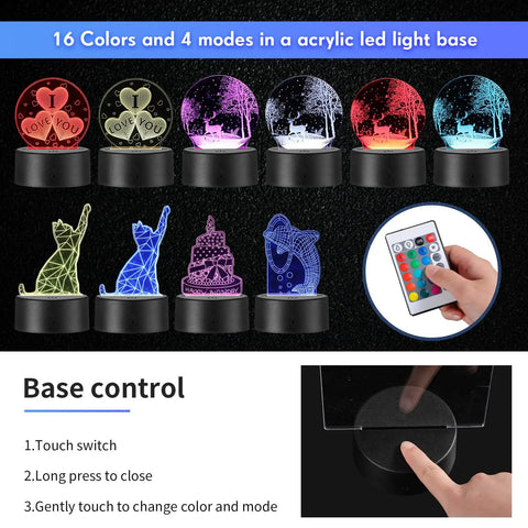 DIY Acrylic Night Light Kit With 48 Clear Sheets, 12 3D LED Lamp Bases, Remote Control And USB Cable, Create Custom Night Lights