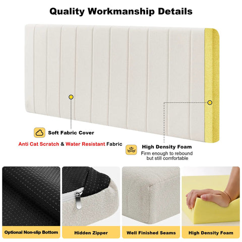 Soft fabric cover of Straight Up Solid Custom Size Hearth Cushion With Extra Thick Foam Padding for baby safe fireplace edge protector.