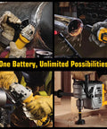 Two Pack 3600mAh 20V NiMH Battery And DC9310 Charger Kit For Dewalt 20V Tools in use with various power tools