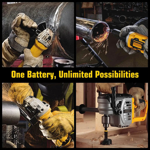 Two Pack 3600mAh 20V NiMH Battery And DC9310 Charger Kit For Dewalt 20V Tools in use with various power tools