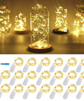 Pack Of 20 Fairy String Lights 6.6ft Battery Operated Silver Copper Wire With 20 LEDs Starry Warm White displayed in glass domes