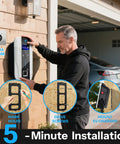 Man installing 40 Amp Level 2 EV Charger With J1772 Plug And RFID Or Plug And Play Mode, NEMA 14-50 outlet, garage setting