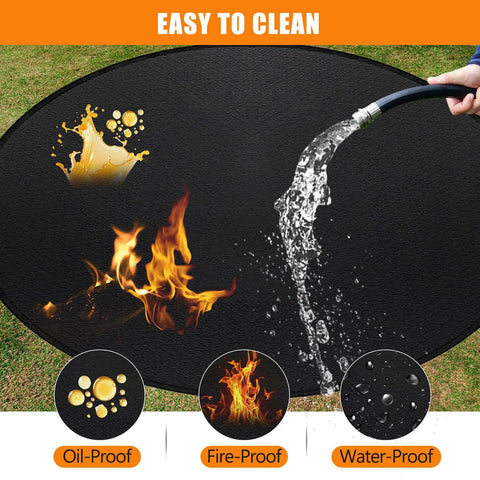 36 Inch Round Fire Pit Mat 2000 Fahrenheit Heat Resistant Fireproof Pad for deck patio with water and fireproof surface