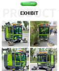 Heavy Duty Industrial Ride On Floor Sweeper Machine For Warehouses And Factories Powerful Walk Behind Cleaning Equipment, Green exterior