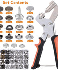 Heavy Duty Snap Fastener Tool Kit With 100 Pairs Of 15mm Stainless Steel Snaps For Fabric And Leather Sewing DIY Crafts Orange Pliers Set With 3 Replacement Heads And Storage Box
