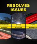 Ultimate Compound Pro Grade Car Scratch Remover for paint correction showing light defects, swirls, scratches, scuffs, and water spots